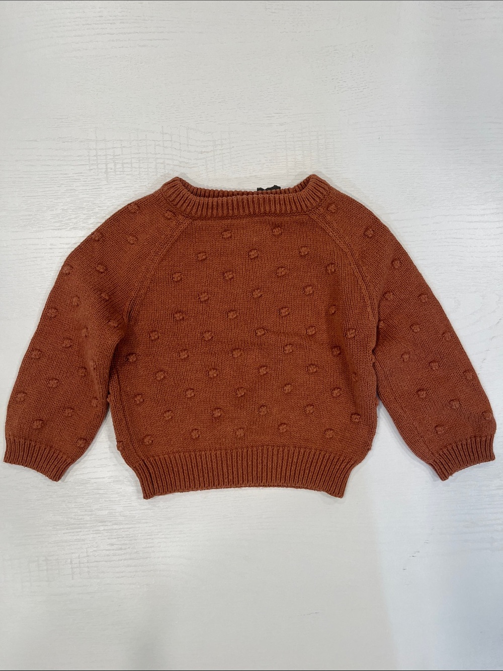 Rust Brown Pom-Pom Knit Kid's Sweater